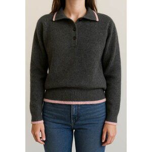 D.D. Sloane Lambswool Angora Sweater Gray Pink Trim M